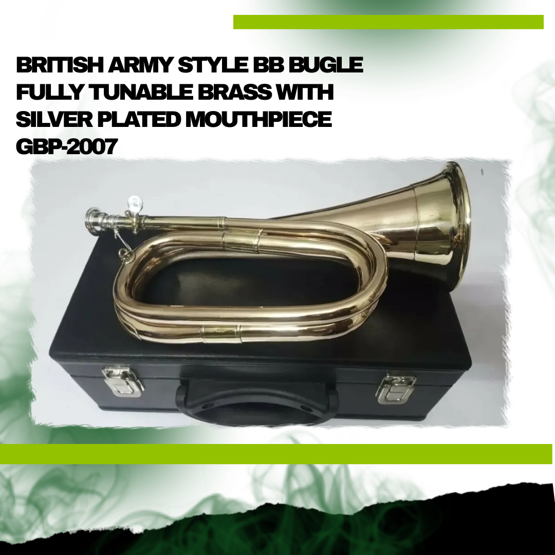 BRITISH ARMY STYLE Bb BUGLE FULLY TUNABLE BRASS WITH SILVER PLATED MOUTHPIECE GBP-2007